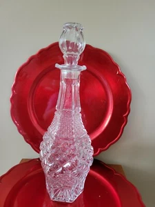 Vintage Clear Cut Glass Decanter Bottle Wine Liquor   Large - Picture 1 of 5