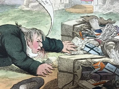 1807 Charles Williams grabado coloreado a mano - La caída del templo de Roma Foto 1 de 4