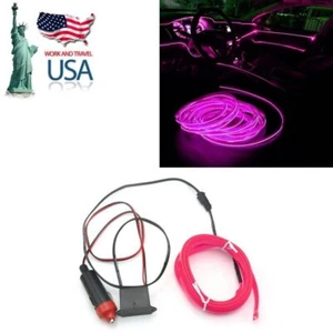 Tira de luces LED rosa para ambiente interior de automóvil brillo EL cable neón 2M - Imagen 1 de 12