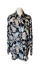 River Island Floral Black Long  Top Blouse Workwear Long Sleeve Size 10 .