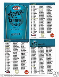 2017 Select Certified CHECK LISTS (4 Cards) - Picture 1 of 1