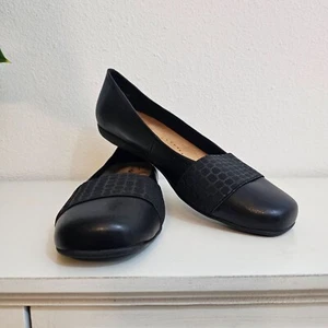 Trotters Damen-Ballerinas Größe 6,5 Samantha schwarz Kroko flach bequem gepolstert NEU - Bild 1 von 9