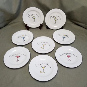 8-Pottery Barn Martini Cocktails- Appetizer- Dessert Plates Set of 8 - Picture 1 of 15