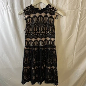 Oasis A Line Lace Dress Size 8 Black Sleeveless - Picture 1 of 1