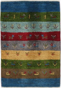 Gabbeh Teppich Orient Perser Rug Zollanvari Bunt Schurwolle Naturfarben Ghashgai - Picture 1 of 1