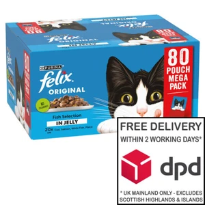 Felix FISH Selection Adult Cat Food in Jelly Mega 80x85g Pouch Pack! - Picture 1 of 1