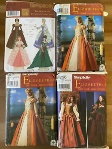 Lot of 4 Simplicity Sewing Patterns ELIZABETHAN costume collection NEW UNCUT - Picture 1 of 2