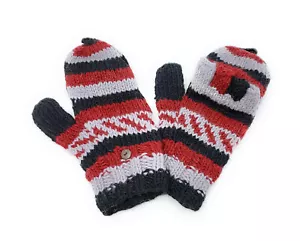 Convertible Texting Mittens Fingerless Gloves Fleece Lined Hand Made in Nepal - Picture 1 of 30