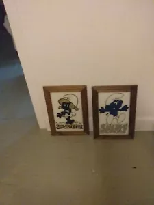 A Smuf And Smurfette Pictures Framed 18" 13" - Picture 1 of 5