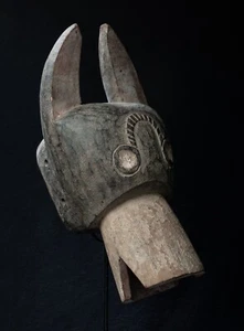 Chamba Bushcow Helmet Mask, Nigeria, West African Tribal Art. - Picture 1 of 6