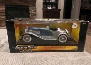 1/18 1935 DUESENBERG SSJ , SILVER OVER BLUE, BY ERTL / AMERICAN MUSCLE #32881 - Picture 1 of 5