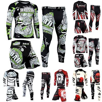 ROAR Sports MMA Rashguard Fight Shorts Muay Thai BJJ No Gi Grappling Legging - Image 1 of 2