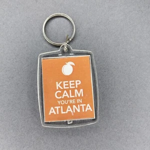 Keep Calm You're In Atlanta Georgia GA Double Sided Orange Plastic Keychain - Picture 1 of 2