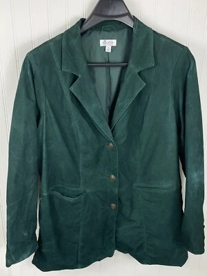 Abrigo chaqueta de gamuza lavable verde pino Denim & Company talla 1X Foto 1 de 4