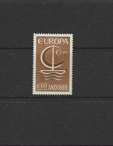 ANDORRA FRENCH 1966 EUROPA SHIP 60c BROWN MINT NEVER HINGED - Picture 1 of 1