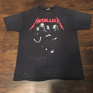Camiseta De Colección Años 80 Metallica And Justice For All Negra Mangas Cortas Talla XL - Imagen 1 de 9