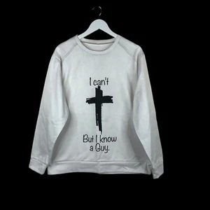 NEW Womens Sweatshirt White Size 2XL Crew Neck Graphic Religious Faith - Picture 1 of 7