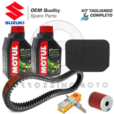 MOTUL – NGK – CHAMPION – GATES KIT TAGLIANDO OLIO MOTUL CINGHIA FILTRO CANDELA per SUZUKI BURGMAN 400 1998-2002