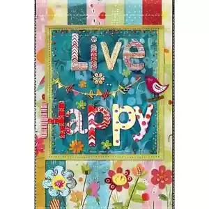 *NEU* BEZAUBERND~ ATEMBERAUBENDE FARBE ~ LIVE HAPPY ~ FRÜHLING GARTEN FLAGGE ~ 12X18 - Bild 1 von 1