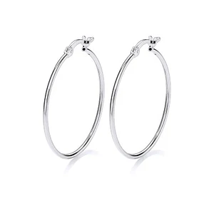 925 Sterlingsilber Einfacher Reifen Damen Ohrringe 30 mm - Bild 1 von 6