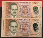 Mauritius Rs 500 rupees 2021 consecutive serial numbers UNC uncirculated #3