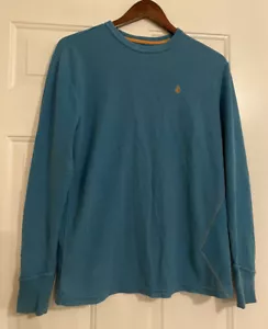 Volcom Long Sleeve Blue Orange Spell out Logo Thermal Shirt Men's Size Medium - Picture 1 of 12