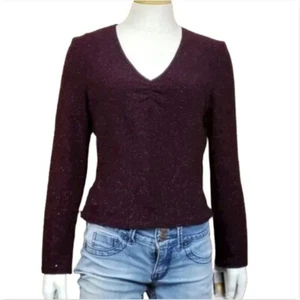 Jessica McClintock Long Sleeve Bridal Glittery Maroon Top Size 10 New With Tags - Picture 1 of 10