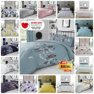 Duvet Cover Set Bedding & Pillowcase Feathers Geometric Single Double King Size - Picture 1 of 123
