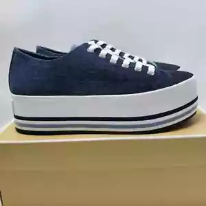 Sneakers basse alla moda Michael Kors Ronnie denim platform taglia 9,5 - Foto 1 di 12