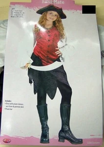 FUN WORLD FIRST MATE PIRATE CHILD HALLOWEEN COSTUME MEDIUM 8 - 10 RED BLACK VLVT - Picture 1 of 1