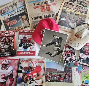 JUMBO WISCONSIN BADGERS FOOTBALL 14-pc LOT Autographs BO RYAN Alvarez HIRSCH - Picture 1 of 23