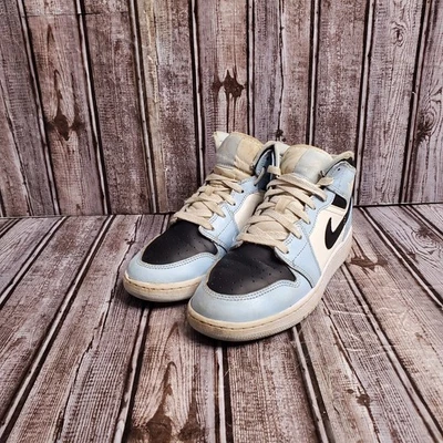 Nike Air Jordan 1 Mid GS Azul Hielo Retro Tenis Blanco Azul 555112-401 Talla 5Y Foto 1 de 4