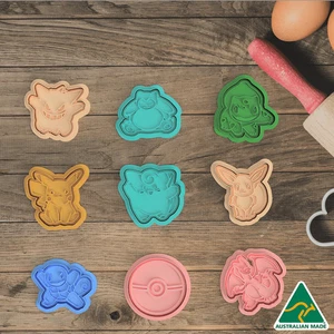 Pokemon Set of 9 Cookie Cutter and Embosser Stamp - Picture 1 of 1