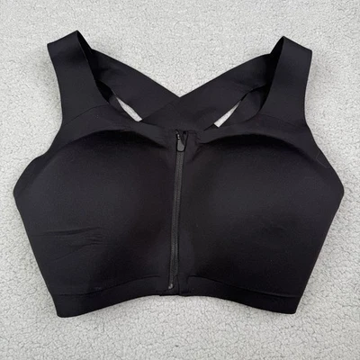 Lululemon Enlite Bra Zip Front Black 38DD Cross Back High Support Sports Running - Image 1 of 4