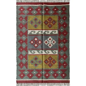 Natural Kilim Rug Carpet 4x6 Flatweave Wool Jute Accent Piece - Picture 1 of 4