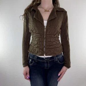 Y2K vintage zip up fitted jumper - Picture 1 of 8