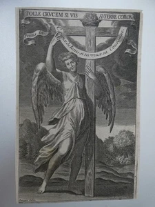 image pieuse XVIIIeme prends la croix de jesus si tu veux sa couronne Baugin - Picture 1 of 1