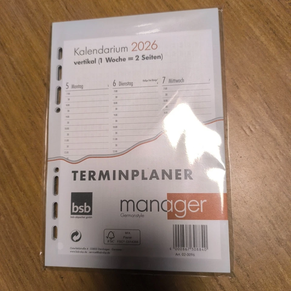 BSB Manager A5 Kalendarium - Vertikal, 1 Woche/2 Seiten (02_0096)