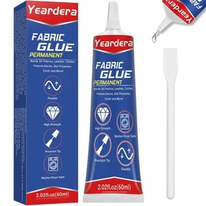Fabric Glue, Permanent, Clear, Washable Adhesive for Clothing, Patches, Leath... - Picture 1 of 7