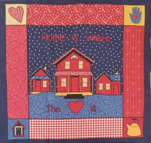 1994 ~ Vintage ~ Stoff Traditionen ~ "Home Is Where ❤️ Is" ~ Baumwollstoff ~ 15,25"x15,25" - Bild 1 von 4