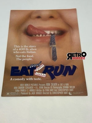 Eat And Run 1986 VHS Promo AD Slick Flyer 8.25x11.75” Movie Comedy Horror - Image 1 of 2