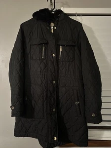Michael Kors Women's Medium Hooded Quilted Anorak Jacket Black - Picture 1 of 7