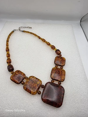 Collar HSN Jay King plata esterlina marrón ámbar Foto 1 de 4