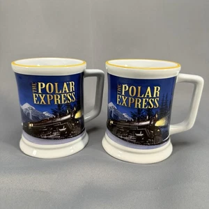 Polar Express Ceramic Mugs (2) BELIEVE Warner Bros Embossed 3D Christmas Coffee - Foto 1 di 12