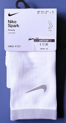 Nike SPARK Lightweight Reflective Crew Running Gym Socks DA3584-100 UK 5.5 -6.5  - Image 1 of 4