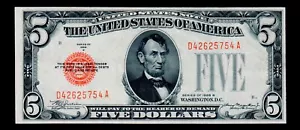 $5 1928-B United States Note Red Seal GEM UNC Free Shipping #170 - Picture 1 of 2