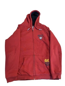 Vintage Oakley Hoodie Men's Large Red Fleece Lined Full Zip Y2K Surf Skate Beach - Picture 1 of 13