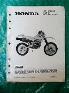 Sellado original Honda 1991 XR600R manual de instrucciones de configuración 5294-9010 '91 - Imagen 1 de 2