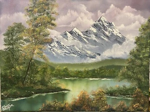 original Ölgemälde Bob Ross Stil "Herbstberg" von Christina Gault - Bild 1 von 1