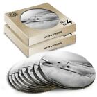 8x Round Coasters in the Box - BW - Private Jet Airplane Clouds Plane  #36765